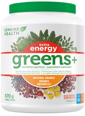 GENUINE HEALTH Greens+ Extra Energy (Orange - 50 servings)