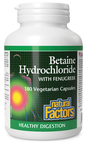 NATURAL FACTORS Betaine Hydrochloride with Fenugreek (180 veg caps)